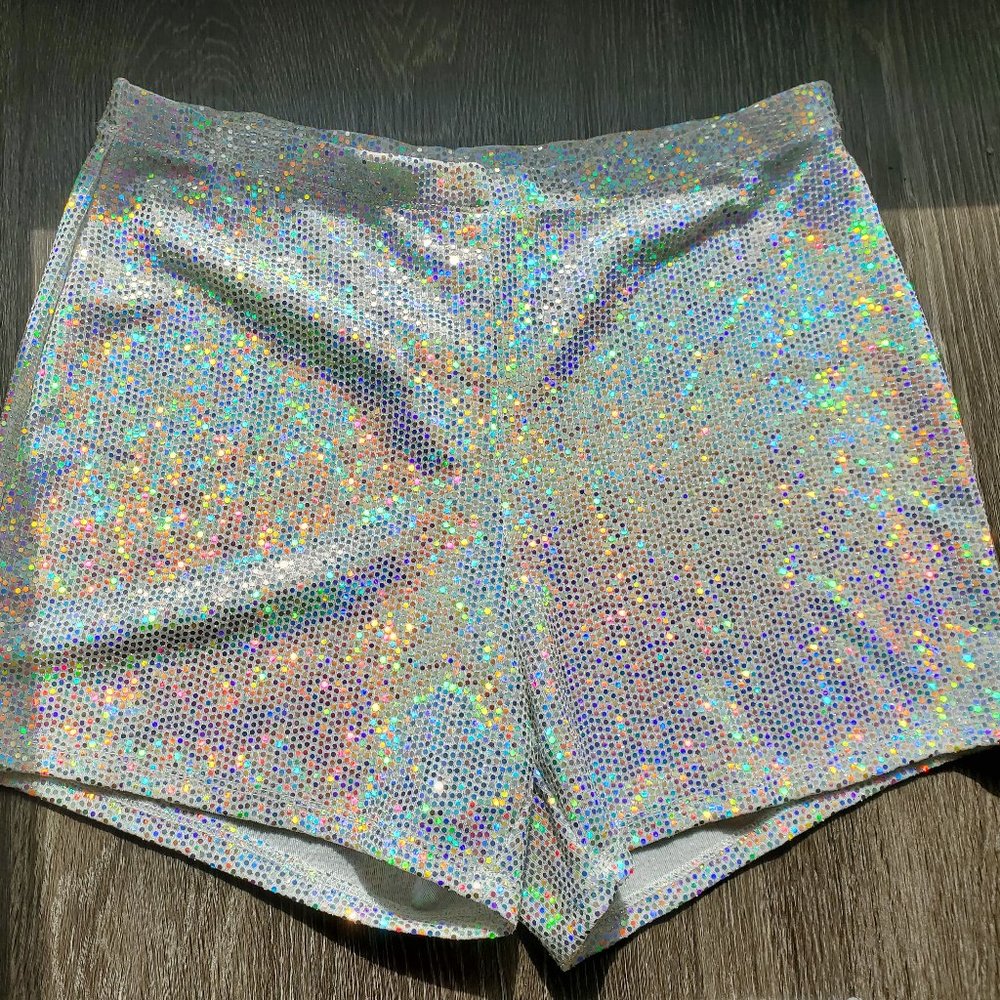 Silver Grey White Sequin Shorts